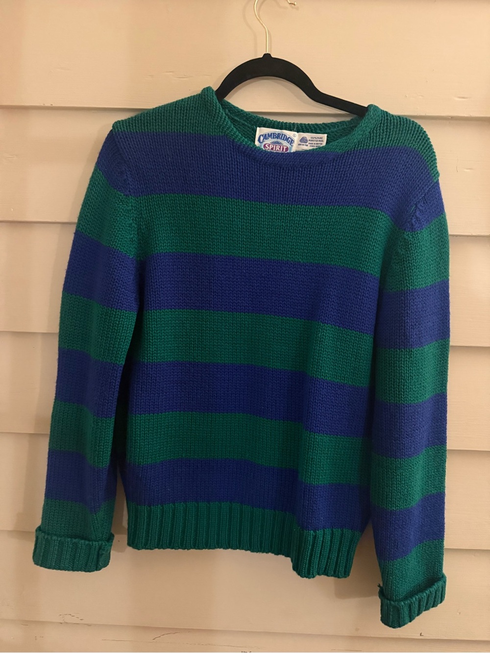 Cambridge Spirit 100% Worsted Wool Sweater Women’s L | Vintage 80s Grandpacore